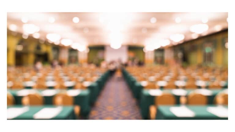 Blurred shot of an empty conference center meeting room