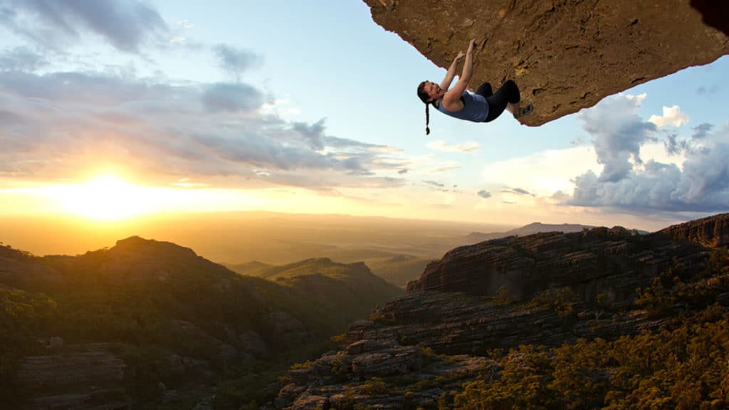 katie at bevi climbing
