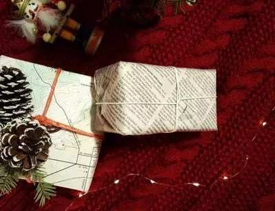 newspaper wrapped box