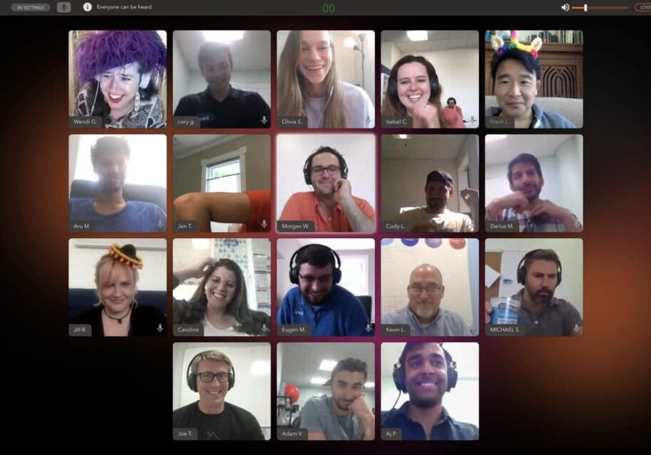 Screenshot of Bevi team members on a zoom call