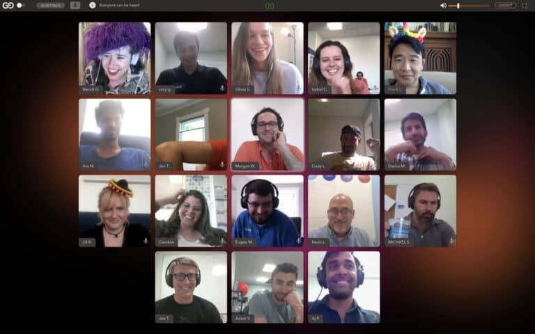 Screenshot of Bevi team members on a zoom call