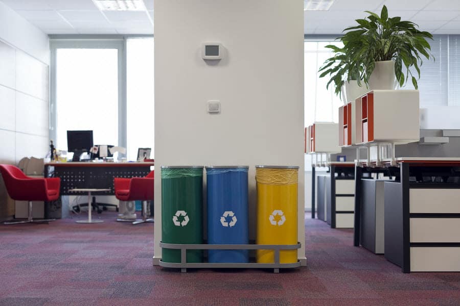 trash recycle compost at the office